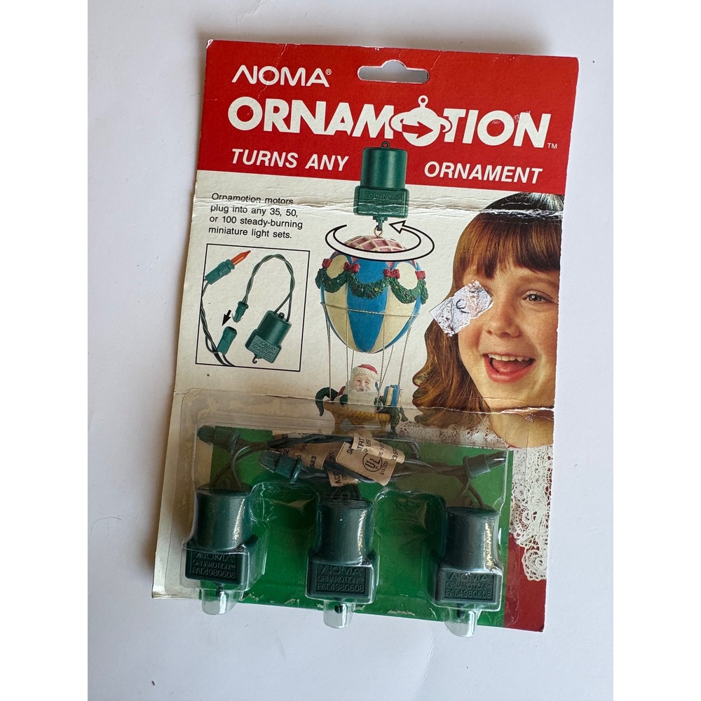 Vintage NOS NOMA Ornamotion Motors 3 Pack Rotating Spinning Ornament Christmas